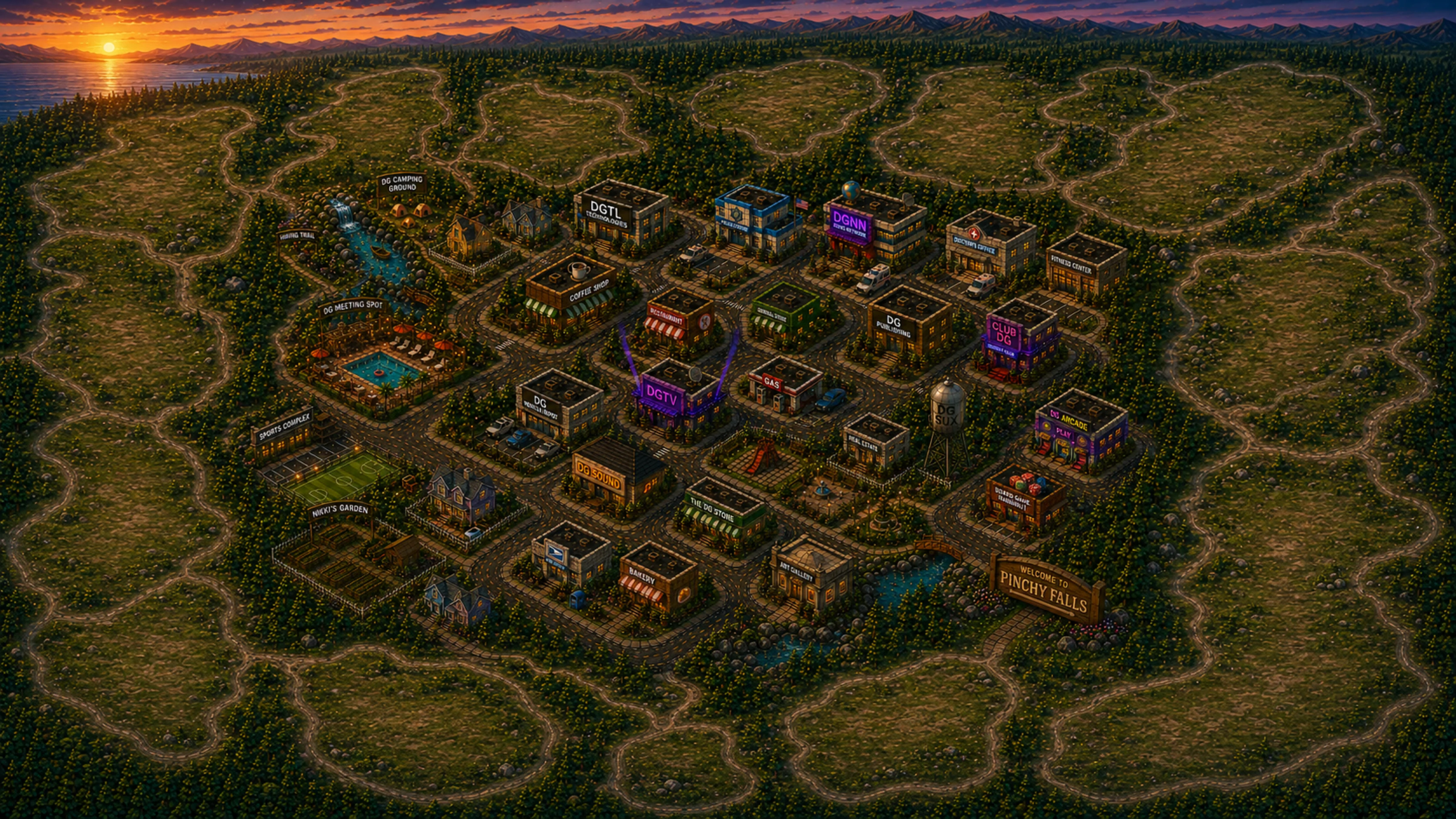 Cartoon town map